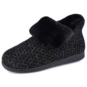 LongBay Women's Memory Foam Bootie Slippers Size 7/8 – Black